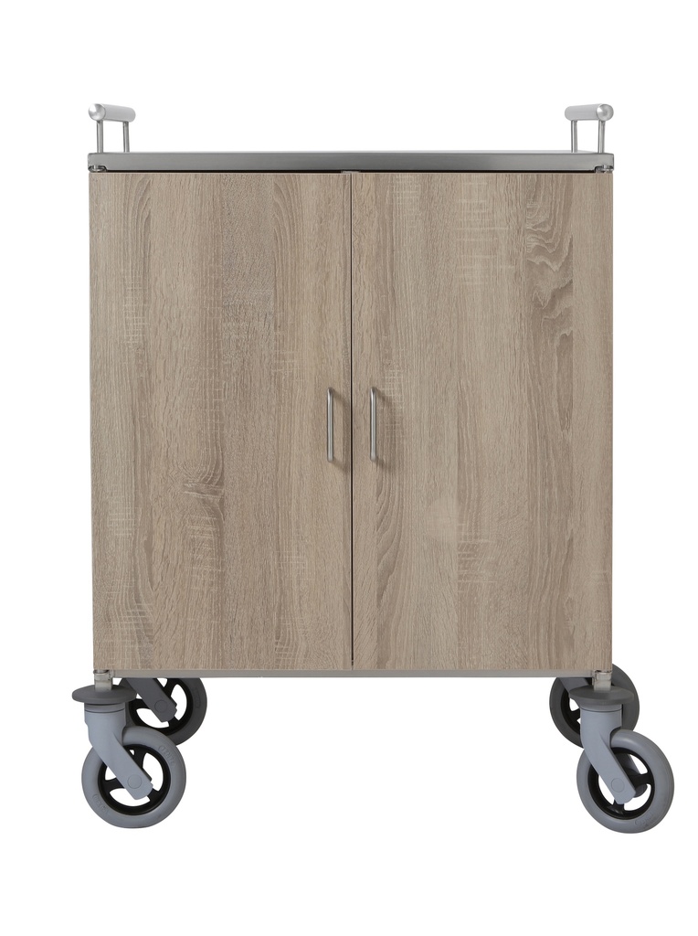 Chariot petit déjeuner - 2 compartiments portes bois