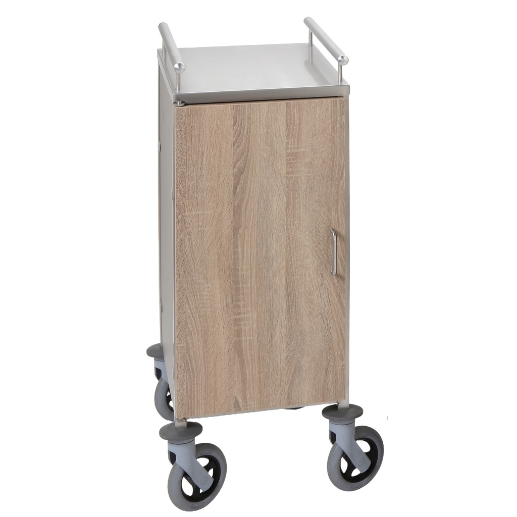 Chariot petit déjeuner - 1 compartiment portes bois