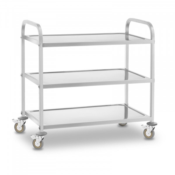 Guéridon en inox 3 plateaux emboutis 900 x 600 mm
