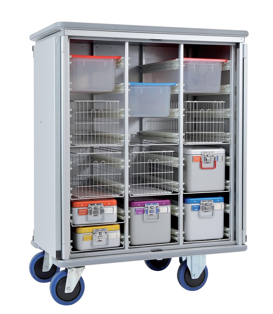 Chariot armoire transport stérile 3 sections