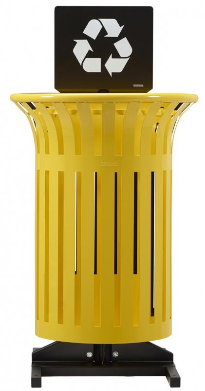 Corbeille sur poteaux jaune