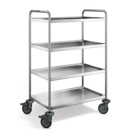 [01.05.0530] Chariot de service 4 plateaux inox (Roues plastique inoxydable, Plateau 800x500mm)
