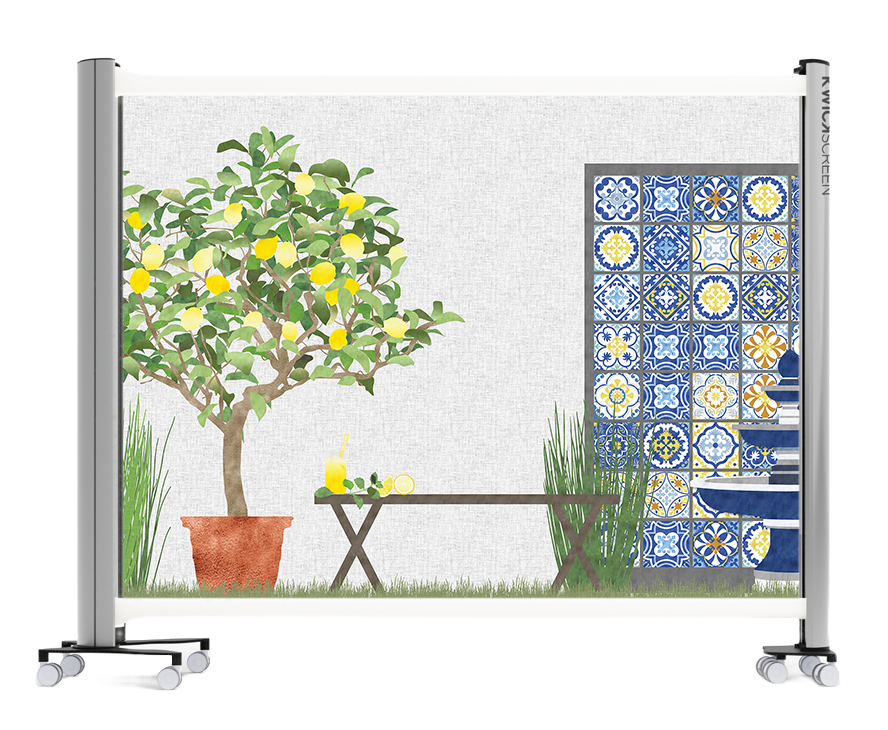 [04.01.0078-160-BI] Paravent mobile (160 cm, Blanc imprimé)