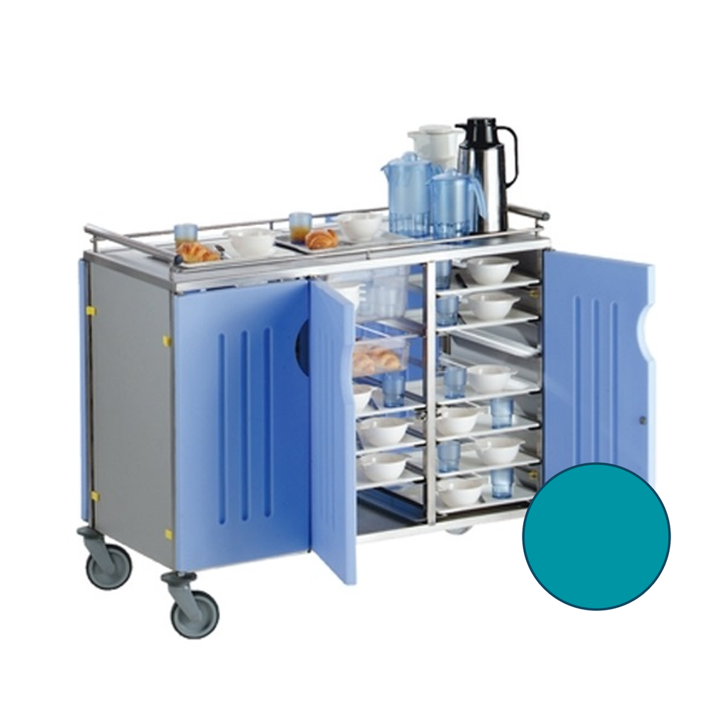 [04.05.0616-BC] Chariot petit déjeuner - 3 compartiments (Bleu canard)