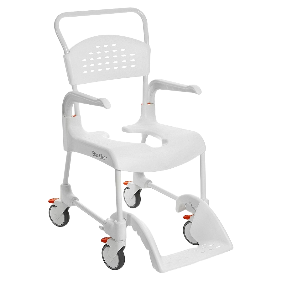 [04.03.0071-2F-BC] Chaise de douche mobile à hauteur fixe (2 freins, Blanc, 44 cm)