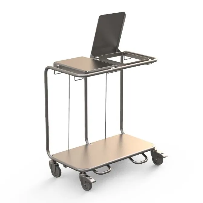 Chariot support sac double en inox