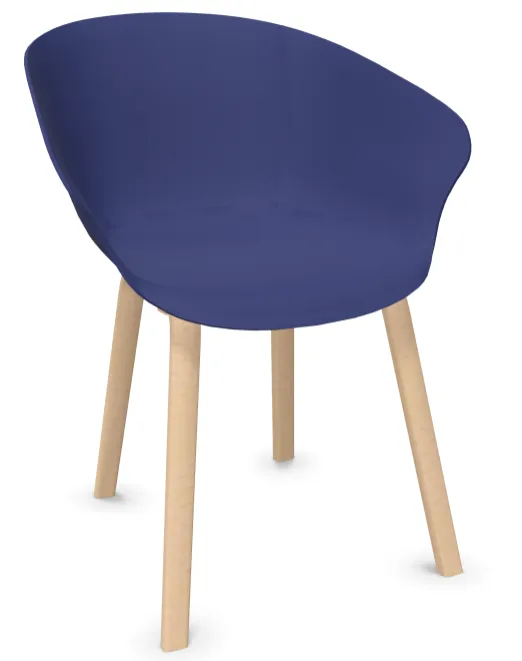 Siège coque pieds bois