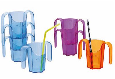 Verre à découpe nasale, poignée et support-paille