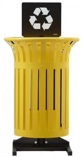 [07.01.0214] Corbeille sur poteaux jaune